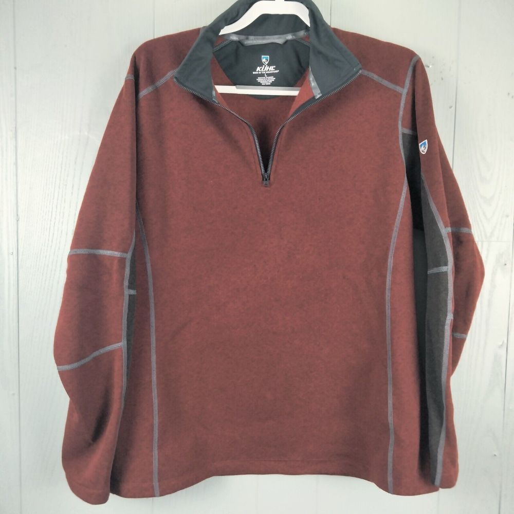 Kuhl REVEL 1/4 Zip Sweater Mens Large Red Fleece Gorpcore Performance Quick Dry
